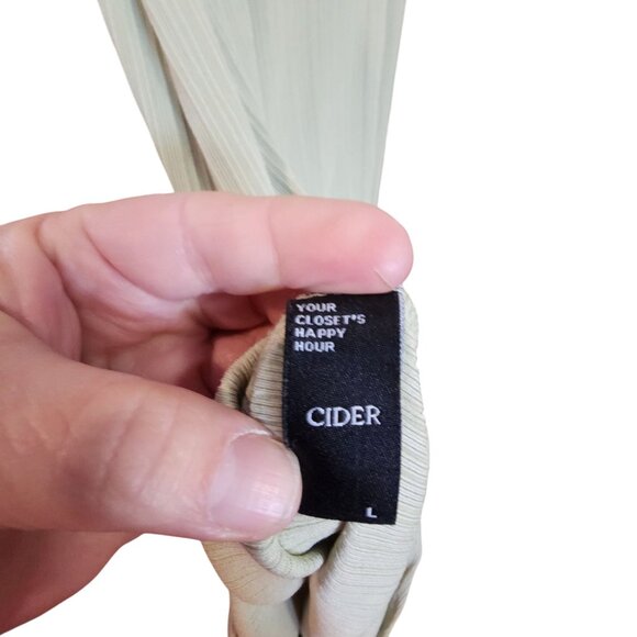 Sleeveless Ribbed Knit Midi Dress By Cider In Sage Green Size L - Picture 3 of 3